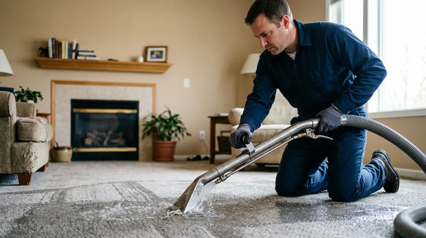 Water damage restoration technician working near Earl Park, IN